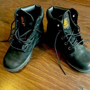 Timberland kids black construction boots